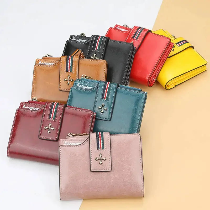 New Fashion Exquisite Genuine Leather Ladies Short Tassel Zipper Female Purse Clutch Zero Wallet Card Bag