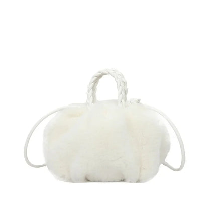 New Fashion Faux Mink Fur Plush Ladies Shoulder Bucket Bags Luxury Designer Women Handbags Female Crossbody Bag Clutch Purse