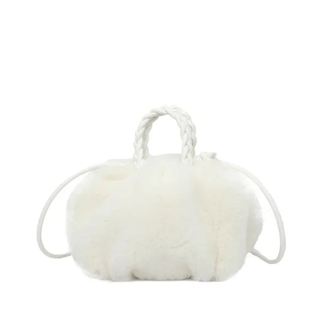 New Fashion Faux Mink Fur Plush Ladies Shoulder Bucket Bags Luxury Designer Women Handbags Female Crossbody Bag Clutch Purse
