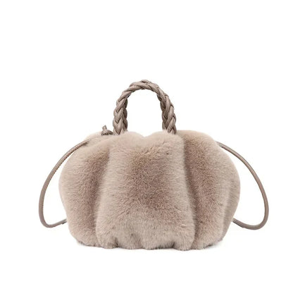 New Fashion Faux Mink Fur Plush Ladies Shoulder Bucket Bags Luxury Designer Women Handbags Female Crossbody Bag Clutch Purse