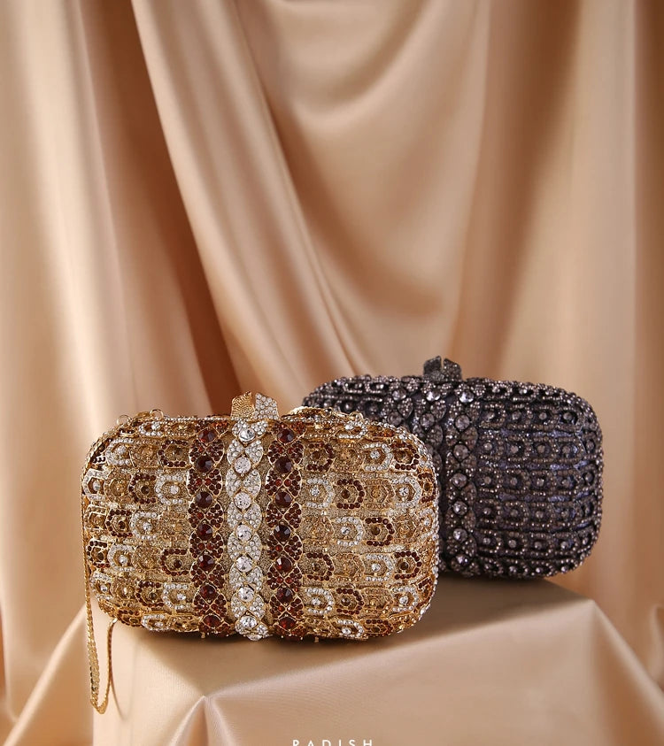 New Fashion Gold black Crystal Clutch Purse Best Designer Women’s Diamond Evening Clutches Party Purse Shoulder Messenger Bag