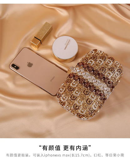 New Fashion Gold black Crystal Clutch Purse Best Designer Women’s Diamond Evening Clutches Party Purse Shoulder Messenger Bag
