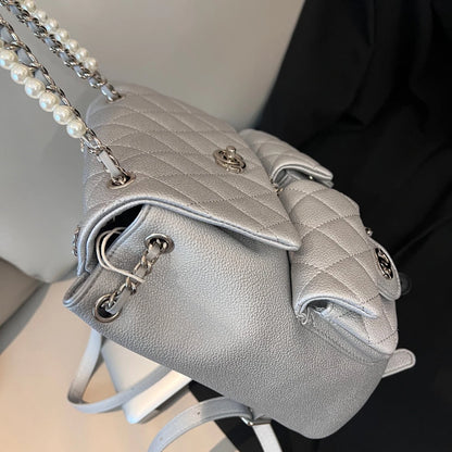 New Fashion High-quality Small Fragrant Rhombus Schoolbag Backpack Simple Texture Commuter Travel Backpack Large-capacity Bag