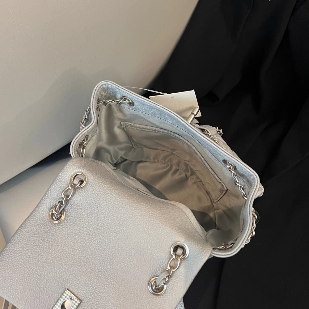 New Fashion High-quality Small Fragrant Rhombus Schoolbag Backpack Simple Texture Commuter Travel Backpack Large-capacity Bag