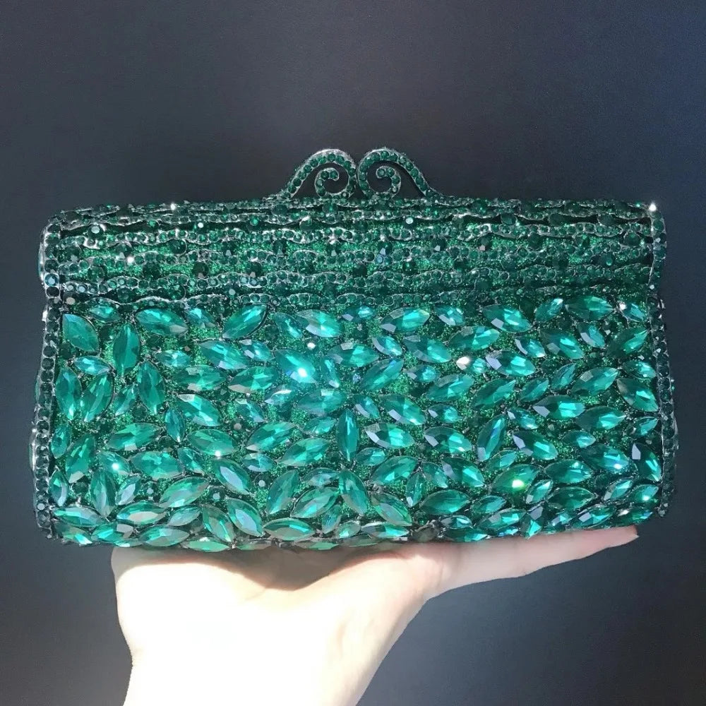 New Fashion Ladies Evening Bags green Wedding Party Chain Shoulder Bag Diamond Luxury clutch Bag Purse handbags In Women's Totes