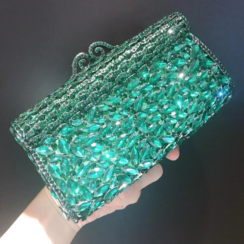 New Fashion Ladies Evening Bags green Wedding Party Chain Shoulder Bag Diamond Luxury clutch Bag Purse handbags In Women's Totes