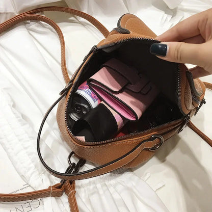 New Fashion Ladies PU Soft Leather Multifunctional Female Solid Color Small Backpack Handbag Shoulder Crossbody Bag