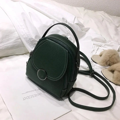 New Fashion Ladies PU Soft Leather Multifunctional Female Solid Color Small Backpack Handbag Shoulder Crossbody Bag