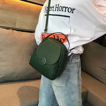 New Fashion Ladies PU Soft Leather Multifunctional Female Solid Color Small Backpack Handbag Shoulder Crossbody Bag