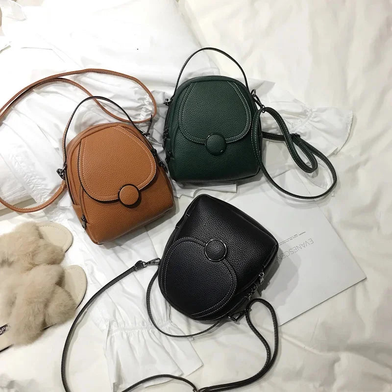 New Fashion Ladies PU Soft Leather Multifunctional Female Solid Color Small Backpack Handbag Shoulder Crossbody Bag