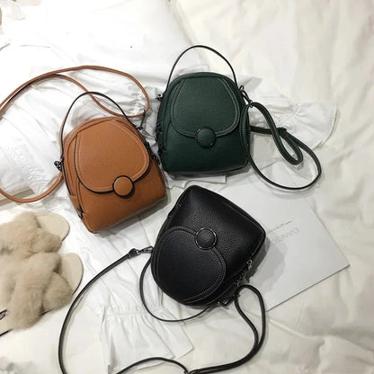 New Fashion Ladies PU Soft Leather Multifunctional Female Solid Color Small Backpack Handbag Shoulder Crossbody Bag
