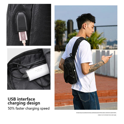 New Fashion Men Chest Bag USB Charging 9.7" iPad Crossbody Bag Male Waterproof Messenger Bags for Boys High Quality Sling Bags