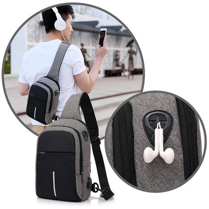 New Fashion Men's Chest Usb Charging Shoulder Backpack Waterproof Sling Cross Body Satchel Travel Bag Gifts 2024