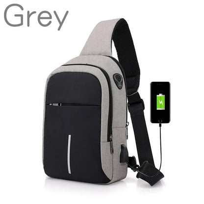 New Fashion Men's Chest Usb Charging Shoulder Backpack Waterproof Sling Cross Body Satchel Travel Bag Gifts 2024