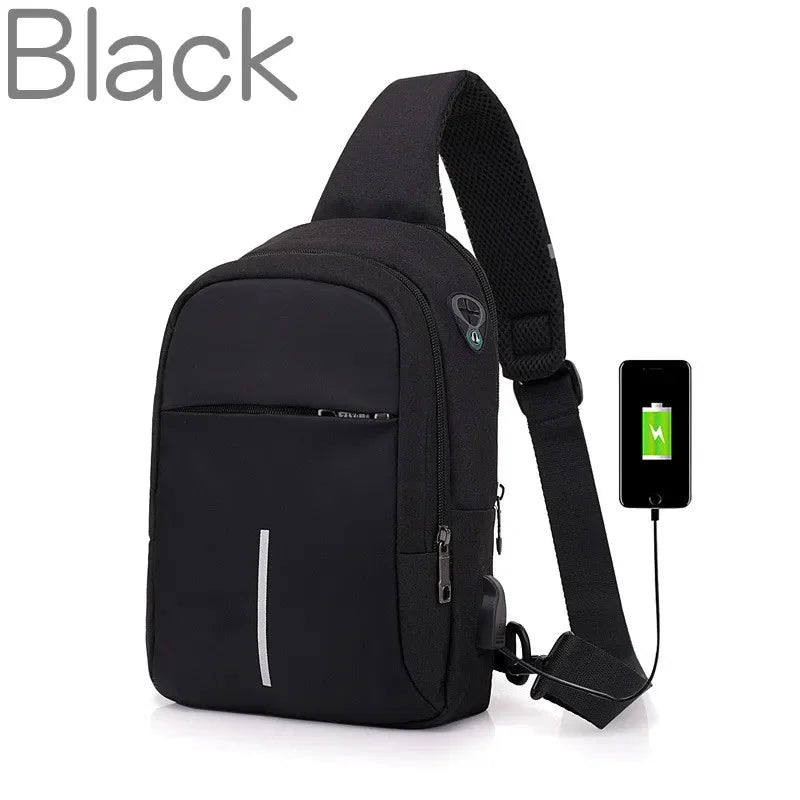 New Fashion Men's Chest Usb Charging Shoulder Backpack Waterproof Sling Cross Body Satchel Travel Bag Gifts 2024