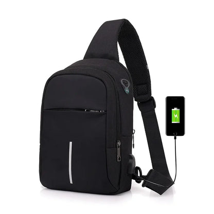 New Fashion Men's Chest Usb Charging Shoulder Backpack Waterproof Sling Cross Body Satchel Travel Bag Gifts 2024