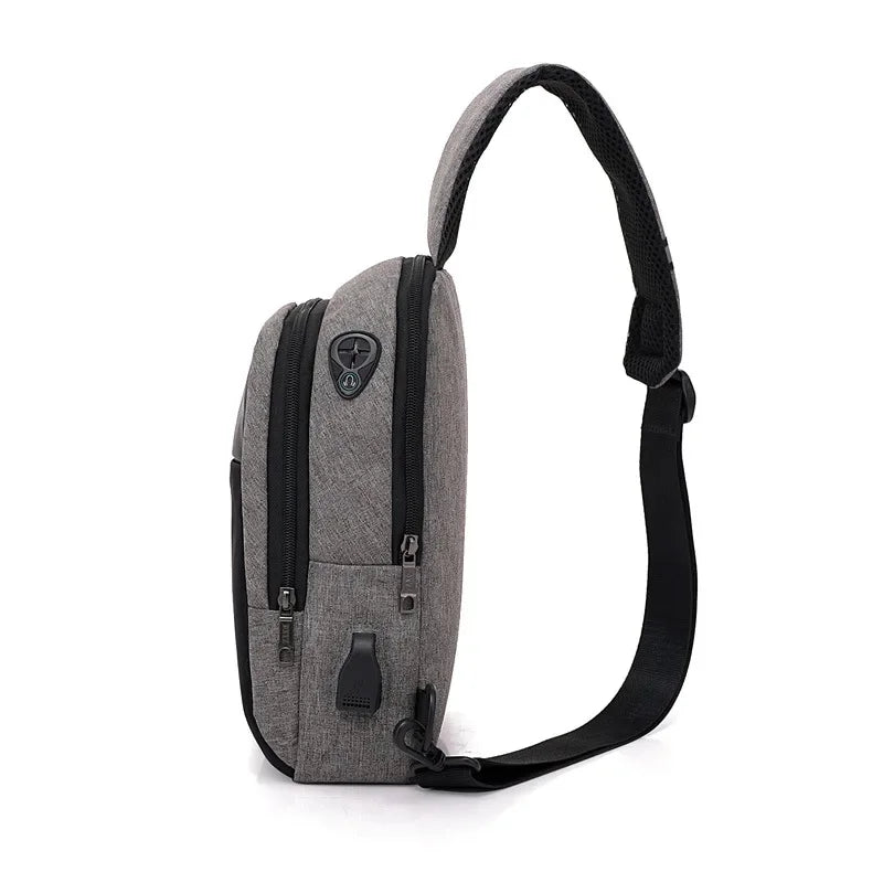 New Fashion Men's Chest Usb Charging Shoulder Backpack Waterproof Sling Cross Body Satchel Travel Bag Gifts 2024