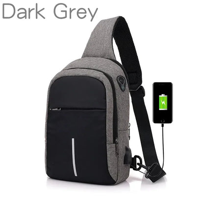 New Fashion Men's Chest Usb Charging Shoulder Backpack Waterproof Sling Cross Body Satchel Travel Bag Gifts 2024