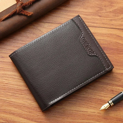 New Fashion Men's Short Slim PU Leather Purses Business ID Cards Holder Coin Man Zipper Money Wallet