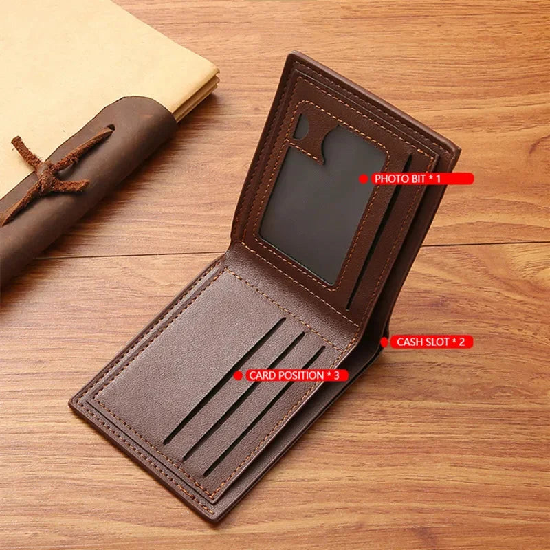 New Fashion Men's Short Slim PU Leather Purses Business ID Cards Holder Coin Man Zipper Money Wallet