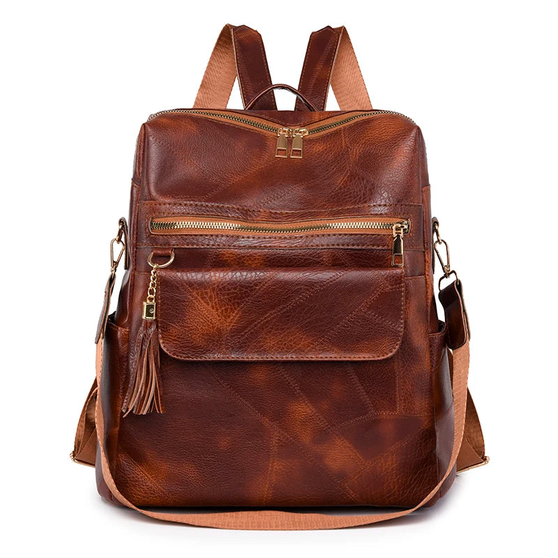 New Fashion Multifunctional High Capacity Travel Backpack High Quality Leather Backpack Luxurious Tassel Designer Brand Mochilas