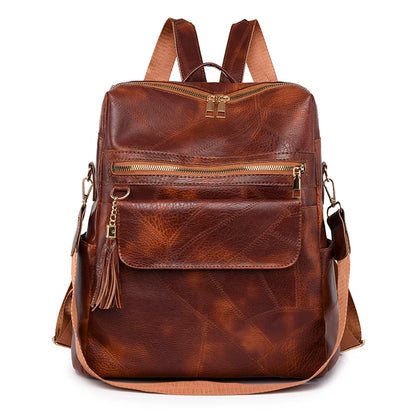 New Fashion Multifunctional High Capacity Travel Backpack High Quality Leather Backpack Luxurious Tassel Designer Brand Mochilas
