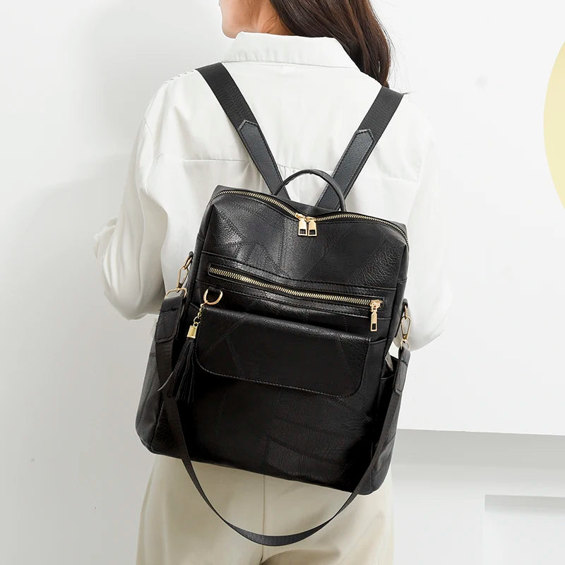 New Fashion Multifunctional High Capacity Travel Backpack High Quality Leather Backpack Luxurious Tassel Designer Brand Mochilas