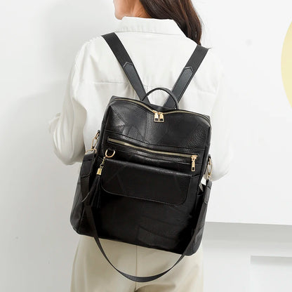 New Fashion Multifunctional High Capacity Travel Backpack High Quality Leather Backpack Luxurious Tassel Designer Brand Mochilas