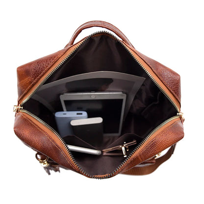 New Fashion Multifunctional High Capacity Travel Backpack High Quality Leather Backpack Luxurious Tassel Designer Brand Mochilas