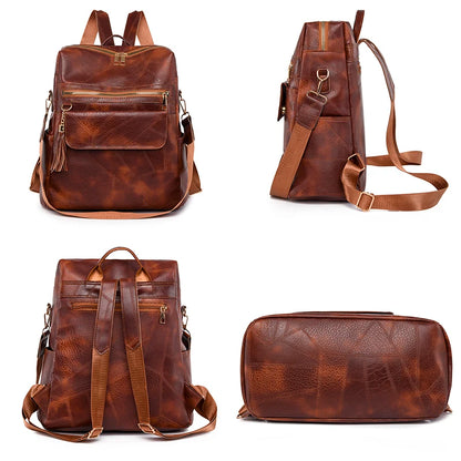 New Fashion Multifunctional High Capacity Travel Backpack High Quality Leather Backpack Luxurious Tassel Designer Brand Mochilas