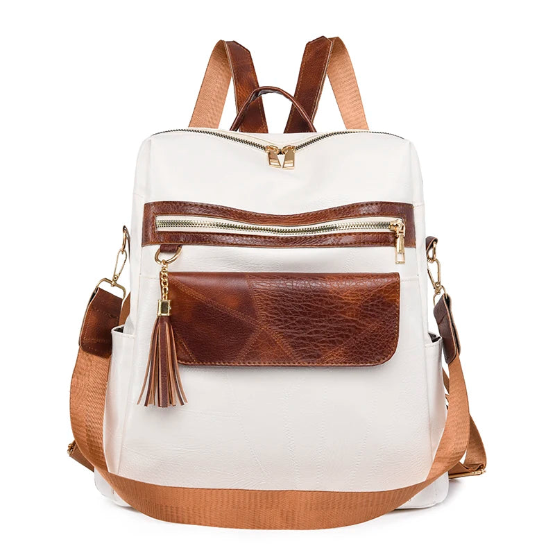 New Fashion Multifunctional High Capacity Travel Backpack High Quality Leather Backpack Luxurious Tassel Designer Brand Mochilas