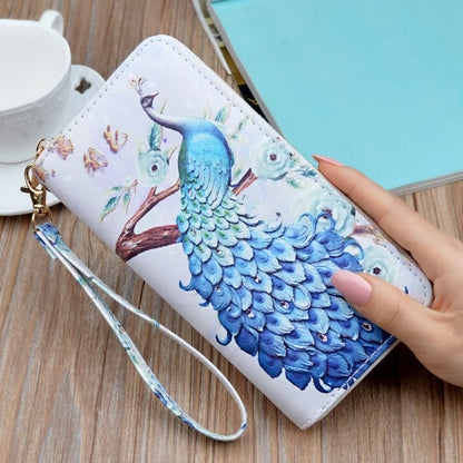 New Fashion Peacock Women Purse Long Zipper Clutch Wallets Large Capacity Lady Girls Mobile Phone Hand Bags Portefeuille Femme