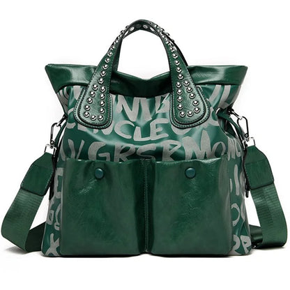 New Fashion Rivet Letter Leather Women Handbag Luxury Brand Women Shoulder Bags Luxury Large Totes Designer Female Messenger bag