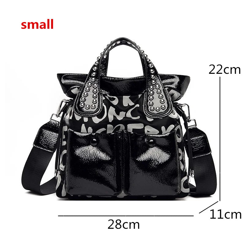 New Fashion Rivet Letter Leather Women Handbag Luxury Brand Women Shoulder Bags Luxury Large Totes Designer Female Messenger bag