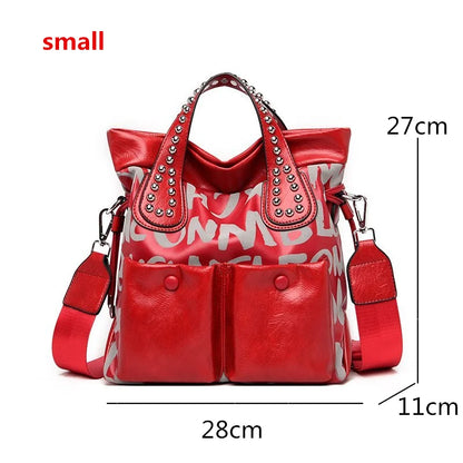 New Fashion Rivet Letter Leather Women Handbag Luxury Brand Women Shoulder Bags Luxury Large Totes Designer Female Messenger bag