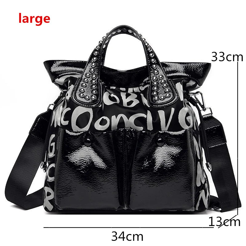 New Fashion Rivet Letter Leather Women Handbag Luxury Brand Women Shoulder Bags Luxury Large Totes Designer Female Messenger bag