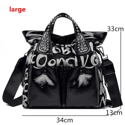 New Fashion Rivet Letter Leather Women Handbag Luxury Brand Women Shoulder Bags Luxury Large Totes Designer Female Messenger bag