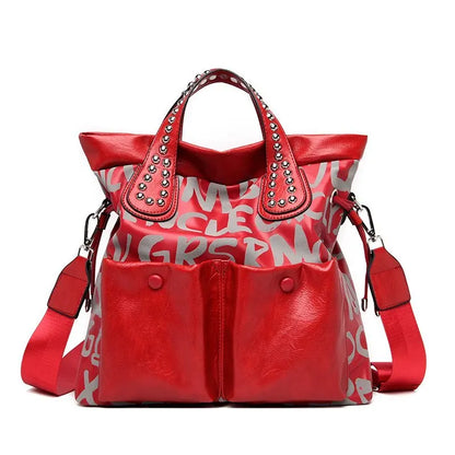 New Fashion Rivet Letter Leather Women Handbag Luxury Brand Women Shoulder Bags Luxury Large Totes Designer Female Messenger bag