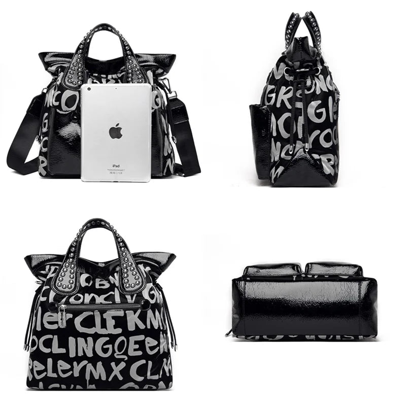 New Fashion Rivet Letter Leather Women Handbag Luxury Brand Women Shoulder Bags Luxury Large Totes Designer Female Messenger bag