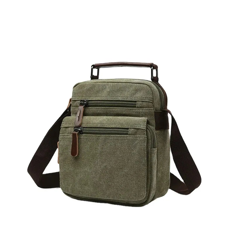 New Fashion Solid Color Square Small Canvas Mens Leisure Shoulder Messenger Bag Chest Bags Cross Body Unisex