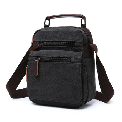 New Fashion Solid Color Square Small Canvas Mens Leisure Shoulder Messenger Bag Chest Bags Cross Body Unisex