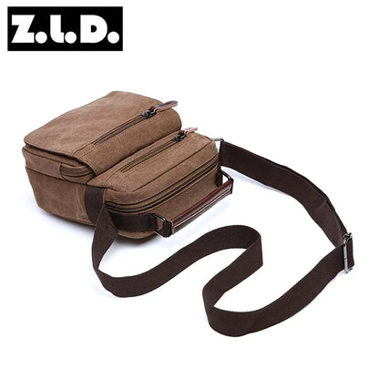 New Fashion Solid Color Square Small Canvas Mens Leisure Shoulder Messenger Bag Chest Bags Cross Body Unisex
