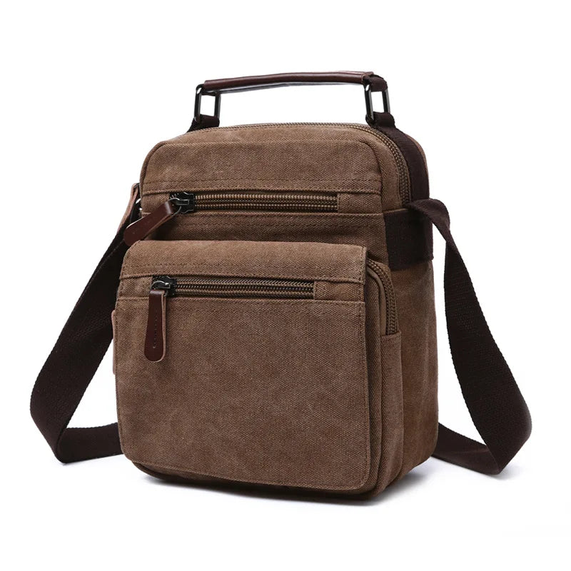 New Fashion Solid Color Square Small Canvas Mens Leisure Shoulder Messenger Bag Chest Bags Cross Body Unisex
