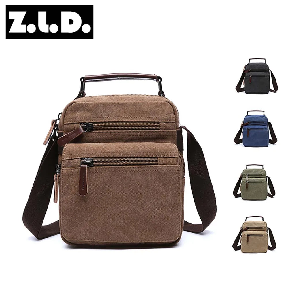 New Fashion Solid Color Square Small Canvas Mens Leisure Shoulder Messenger Bag Chest Bags Cross Body Unisex