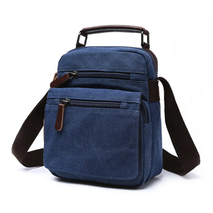 New Fashion Solid Color Square Small Canvas Mens Leisure Shoulder Messenger Bag Chest Bags Cross Body Unisex