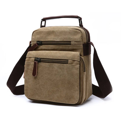 New Fashion Solid Color Square Small Canvas Mens Leisure Shoulder Messenger Bag Chest Bags Cross Body Unisex