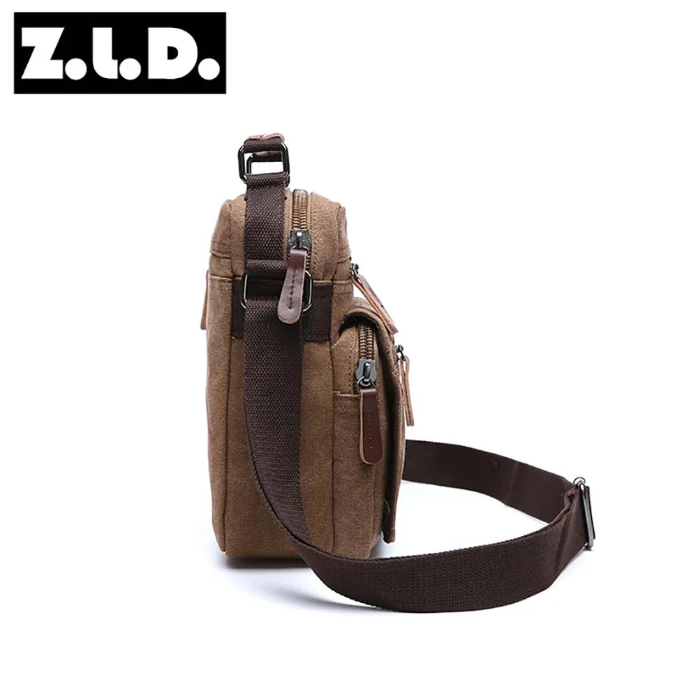 New Fashion Solid Color Square Small Canvas Mens Leisure Shoulder Messenger Bag Chest Bags Cross Body Unisex