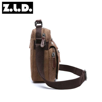 New Fashion Solid Color Square Small Canvas Mens Leisure Shoulder Messenger Bag Chest Bags Cross Body Unisex