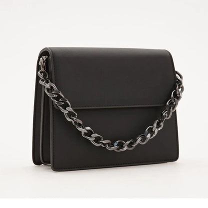 New Fashion Thick Chain Female Shoulder Bag Solid Color Women PU Leather Crossbody Bag Underarm Bag