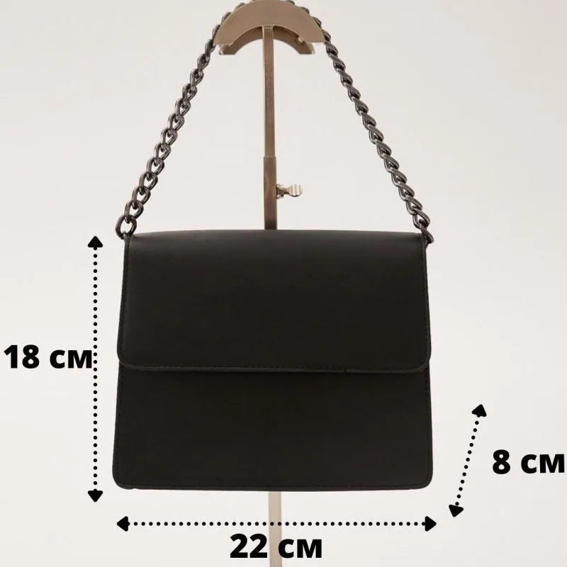 New Fashion Thick Chain Female Shoulder Bag Solid Color Women PU Leather Crossbody Bag Underarm Bag